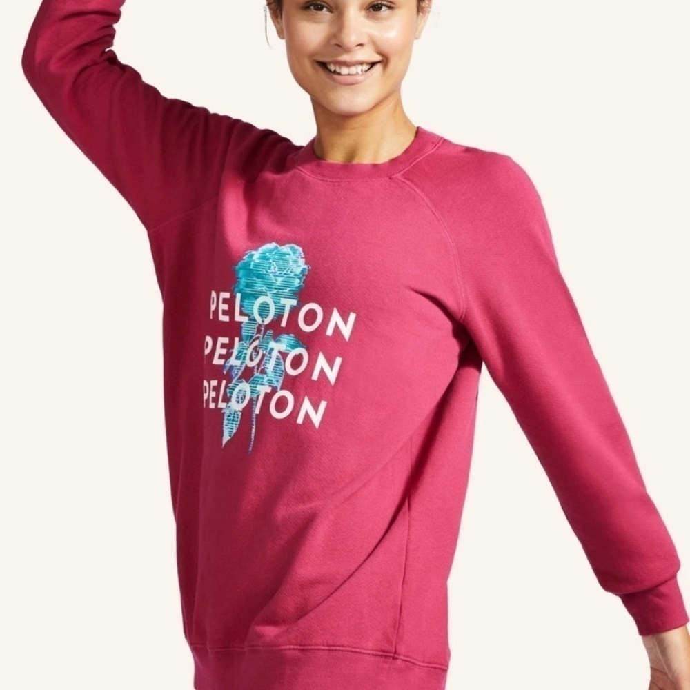 NWT Peloton Everyday Over-Sized Crewneck Pink Long Sleeve Sweater Retail $68